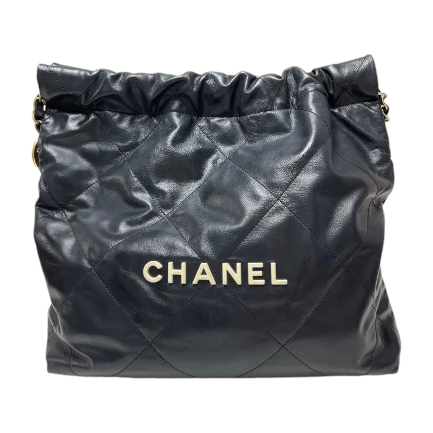 Chanel 22 Small Shiny Calfskin Quilted Black GHW
