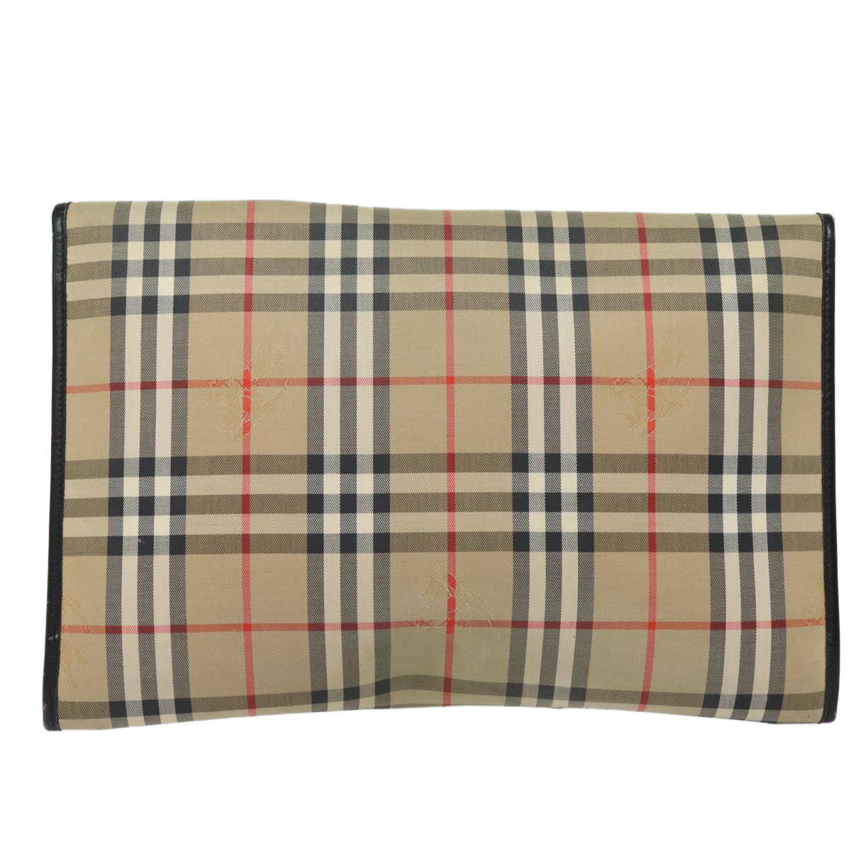 Burberry Nova Check Clutch Bag Canvas Beige Auth 80704
