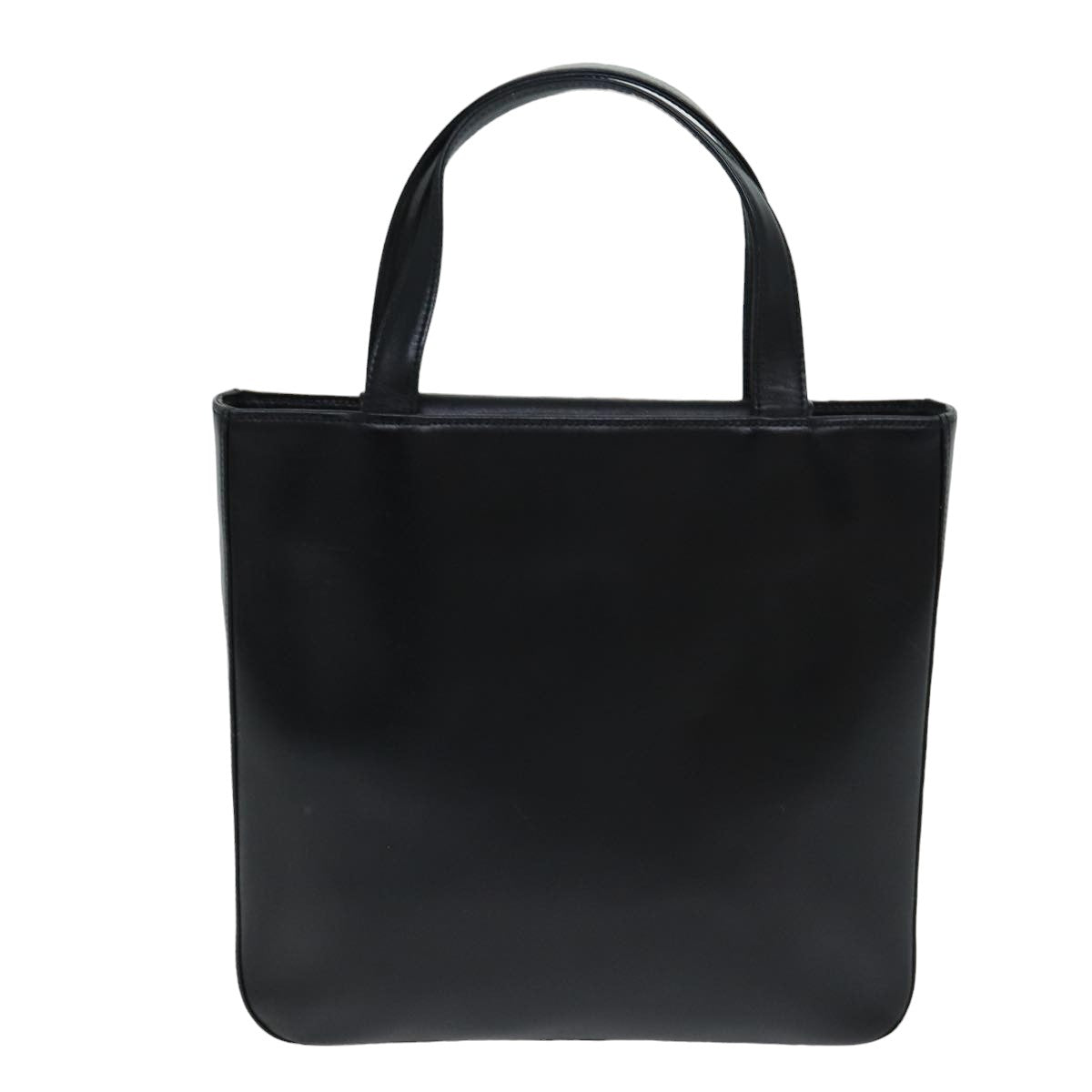 Burberry Nova Check Hand Bag Leather Canvas Black Beige Auth 81655