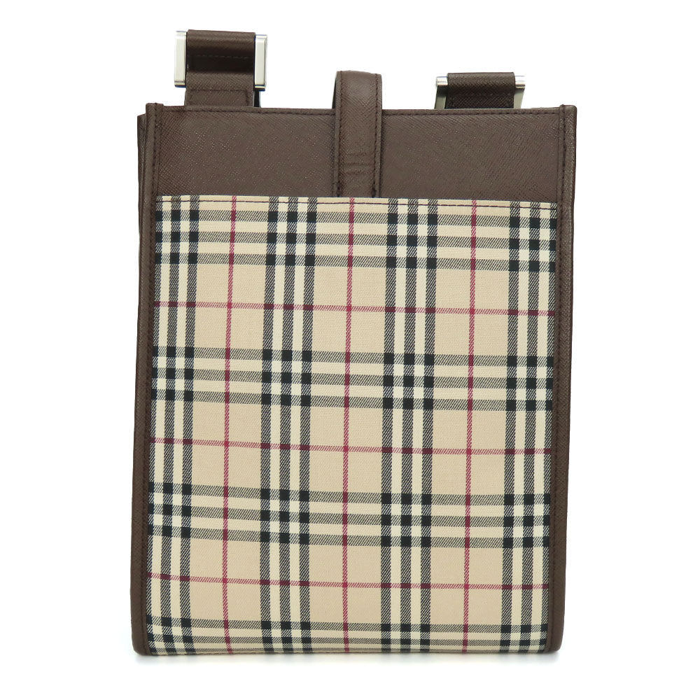 Burberry Canvas Leather Shoulder Bag Beige Brown