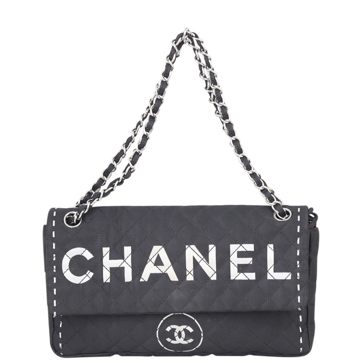 Chanel Quilted Textile Logo Flap Bag