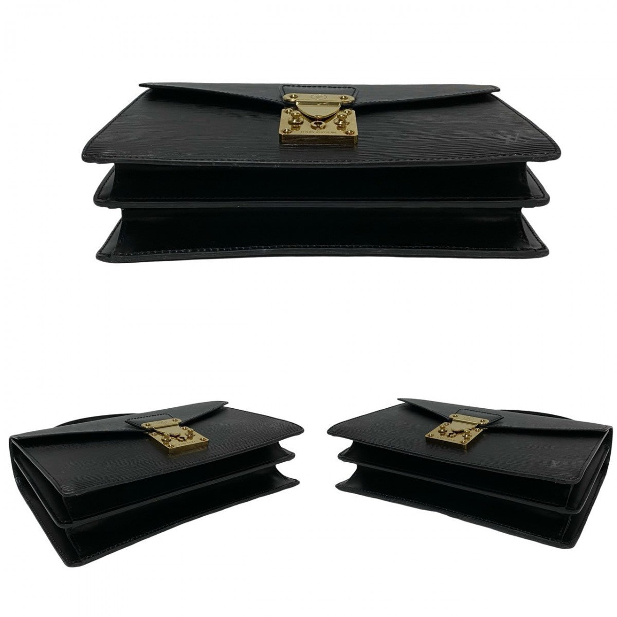 LOUIS VUITTON Handbag leather black Epi Concorde Women