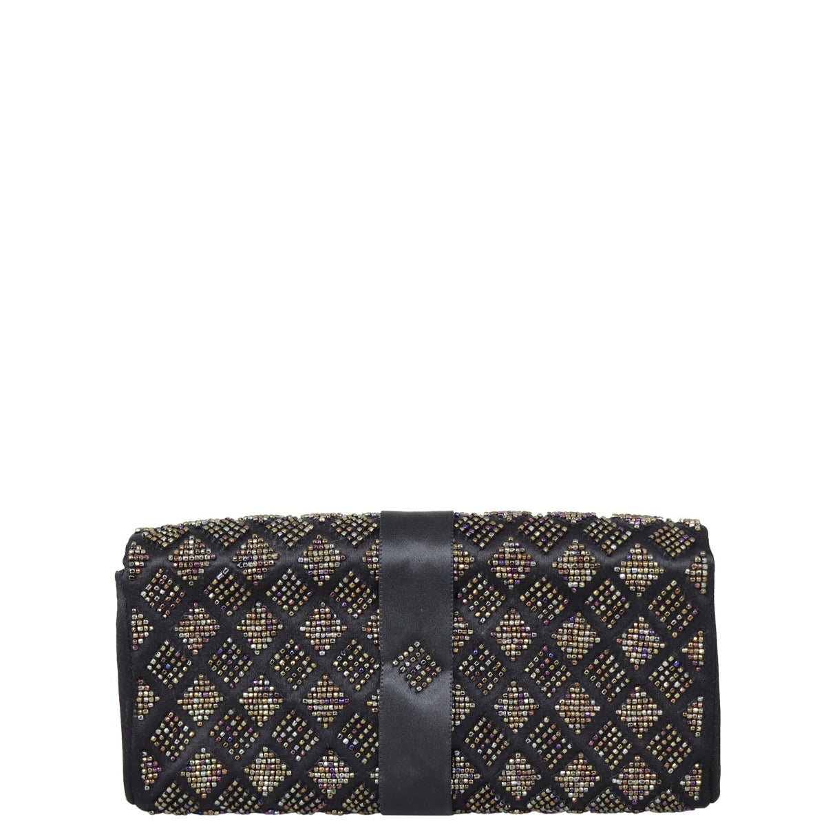 Chanel Satin Beaded Ribbon Flap Clutch