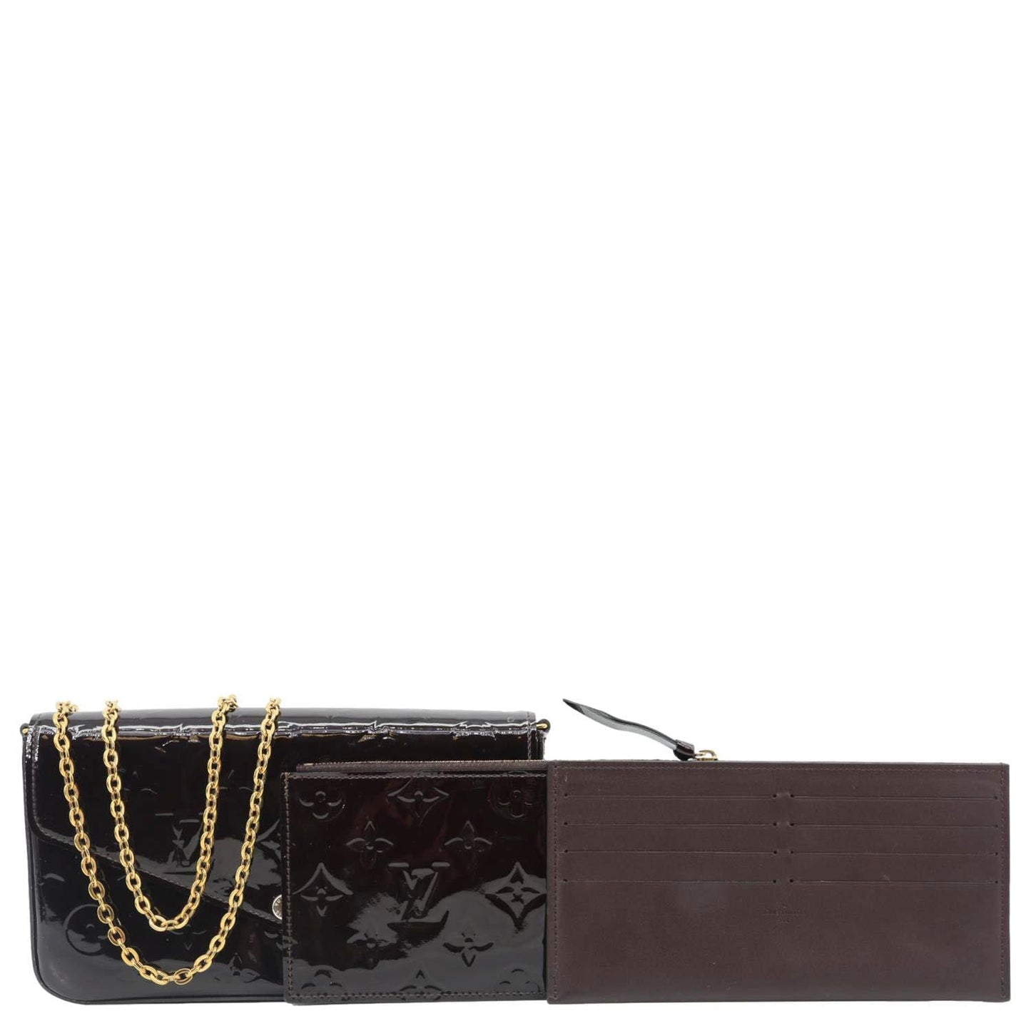 LOUIS VUITTON Felicie Pochette Monogram Vernis Shoulder Bag Amarante