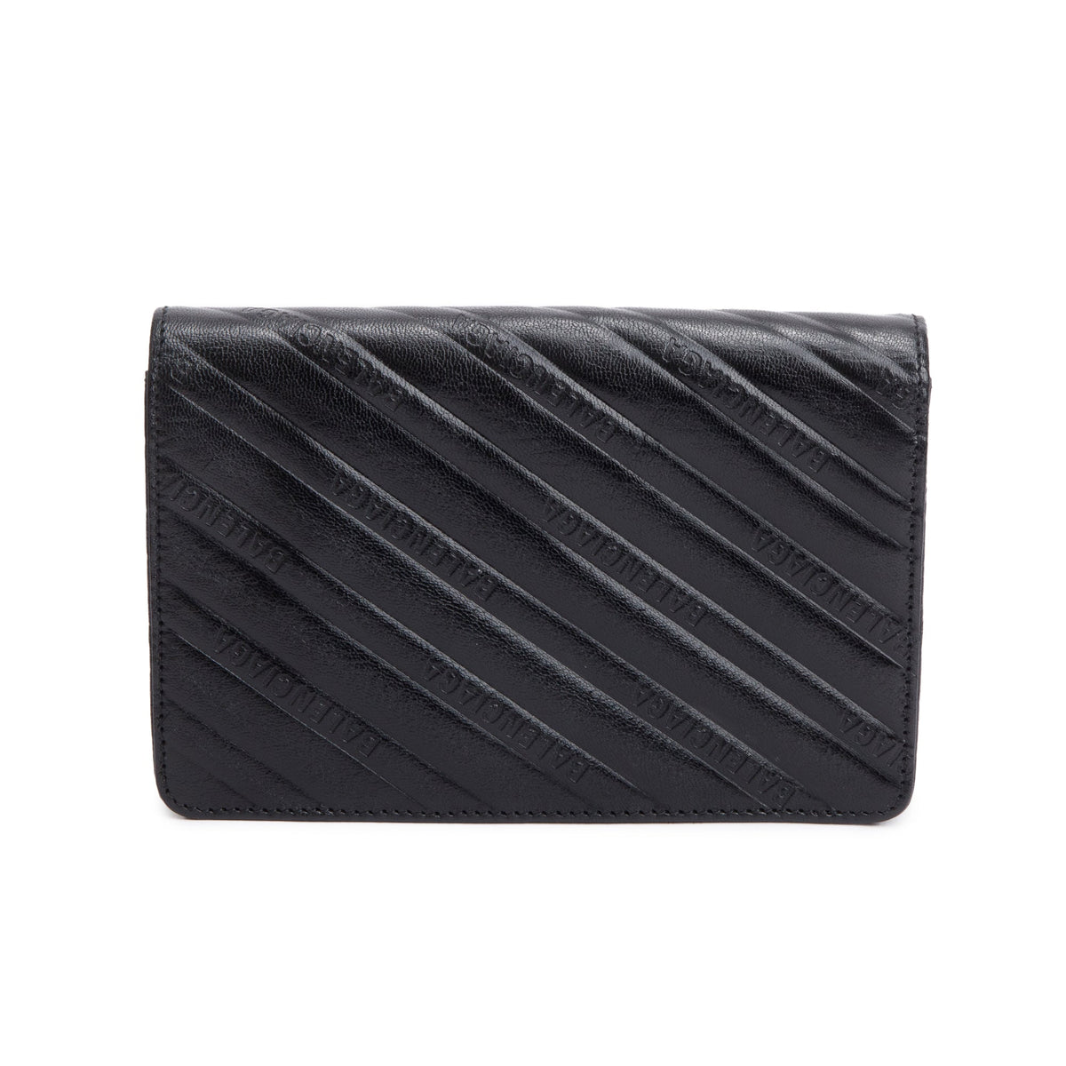 Balenciaga Black Calfskin Leather BB Wallet on Chain