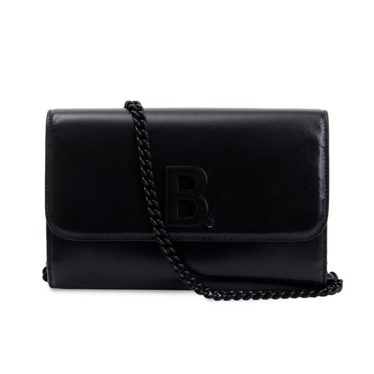 Balenciaga Black Calfskin Leather B. Wallet on Chain