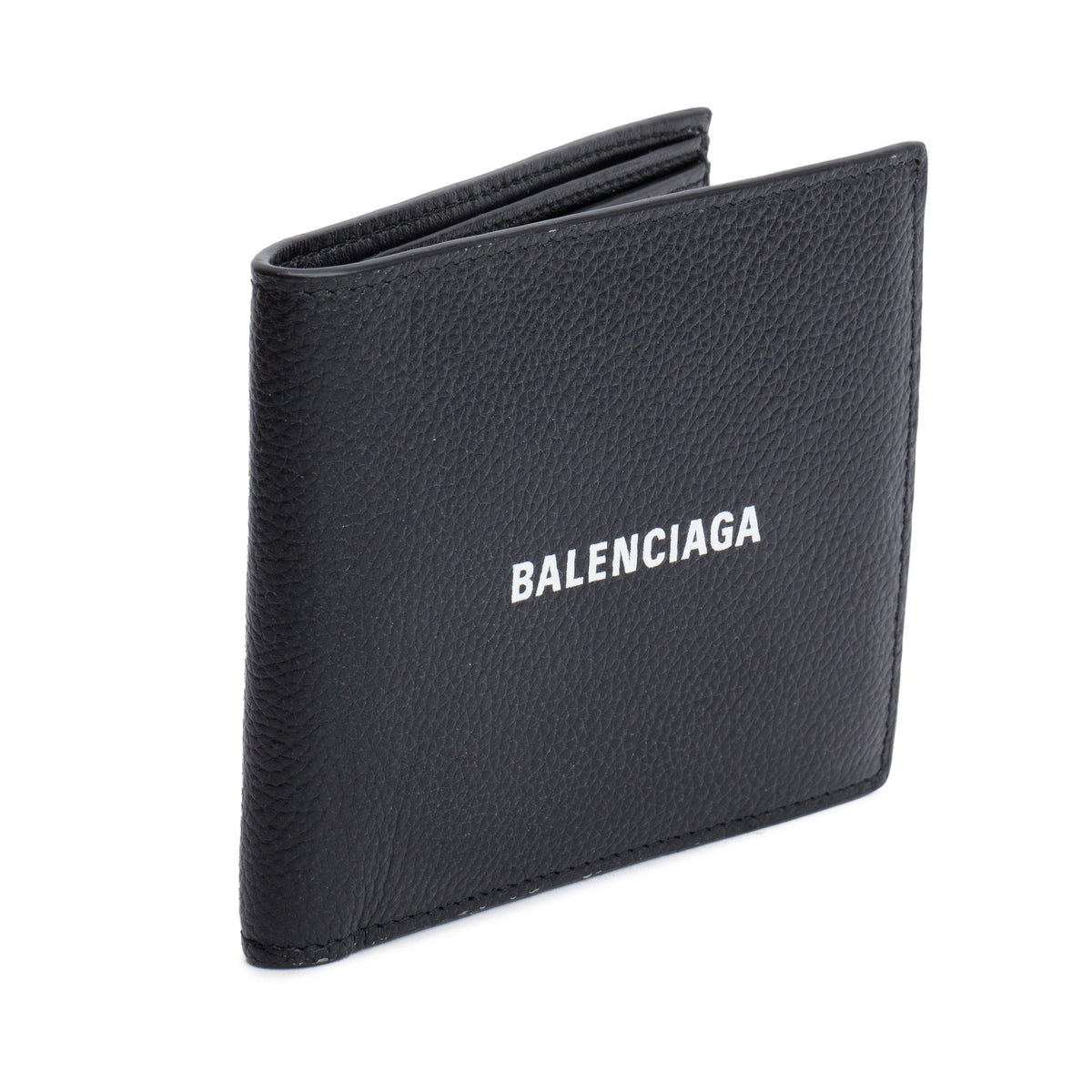 Balenciaga Black Calfskin Leather Cash Square Bifold Wallet