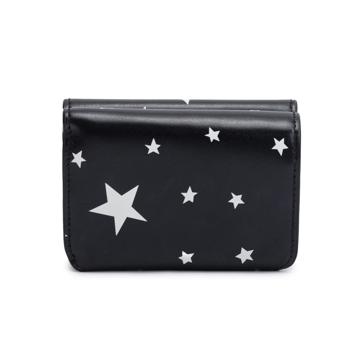 Balenciaga Black Calfskin Leather Logo Star Everyday Mini Compact Wallet