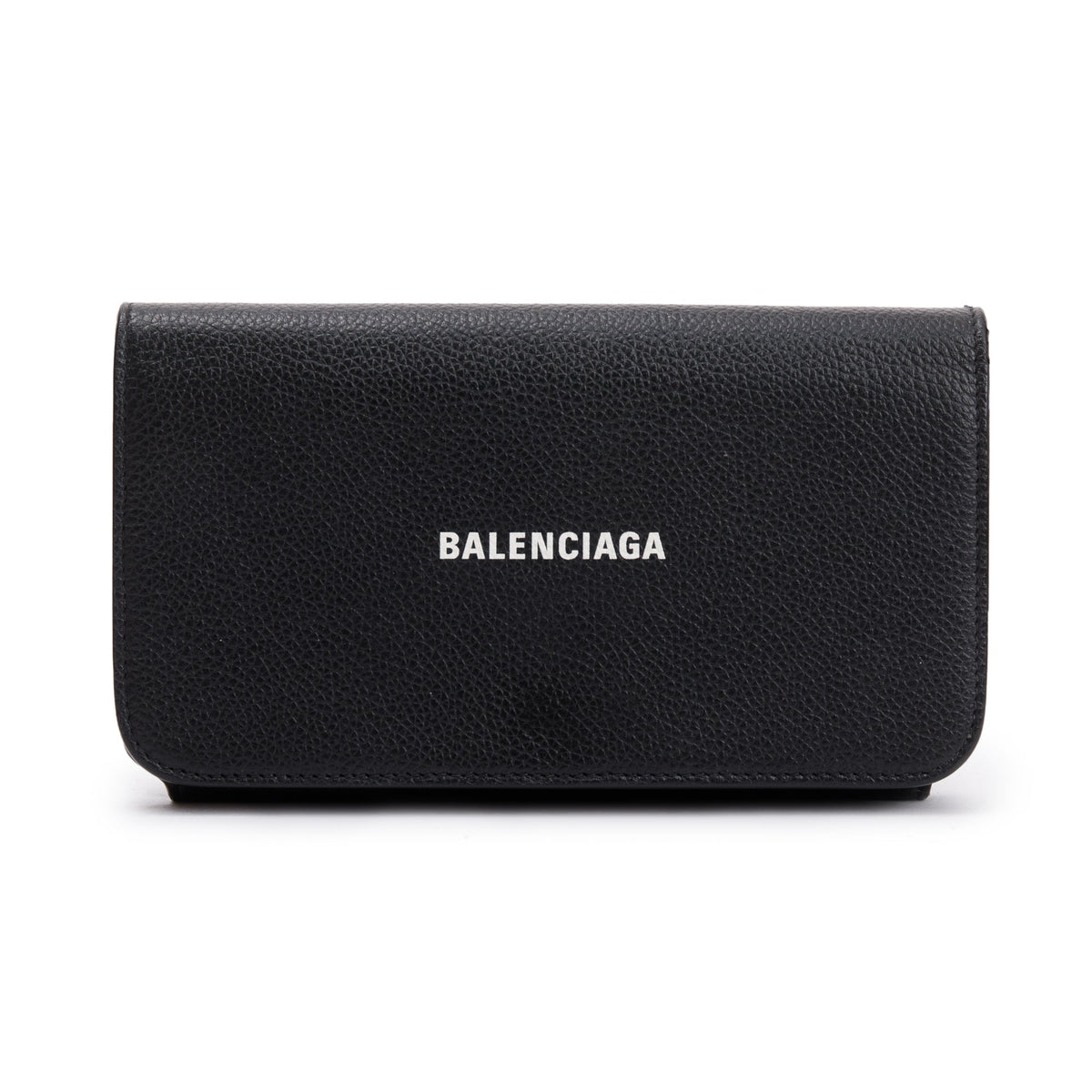 Balenciaga Black Leather Phone Holder Wallet on Chain