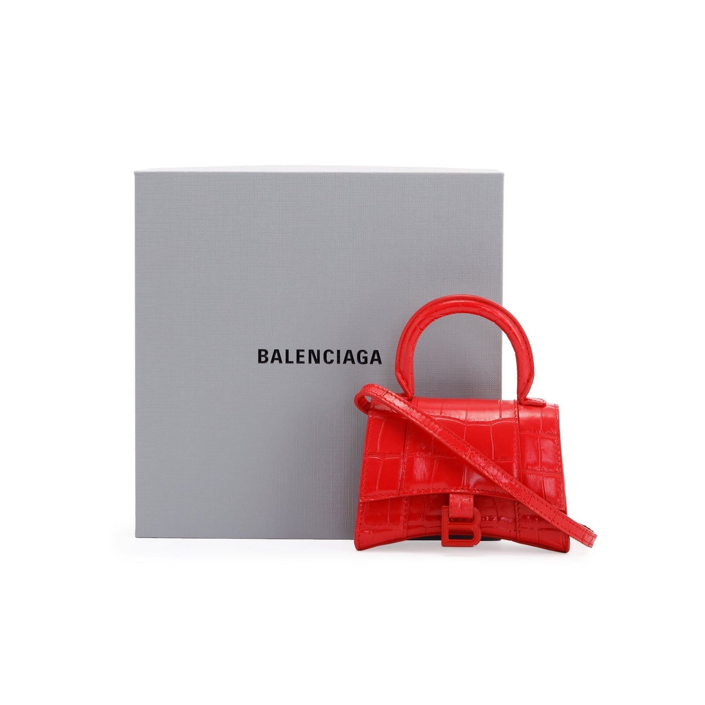 Balenciaga Croc-Embossed Mini Hourglass Bag