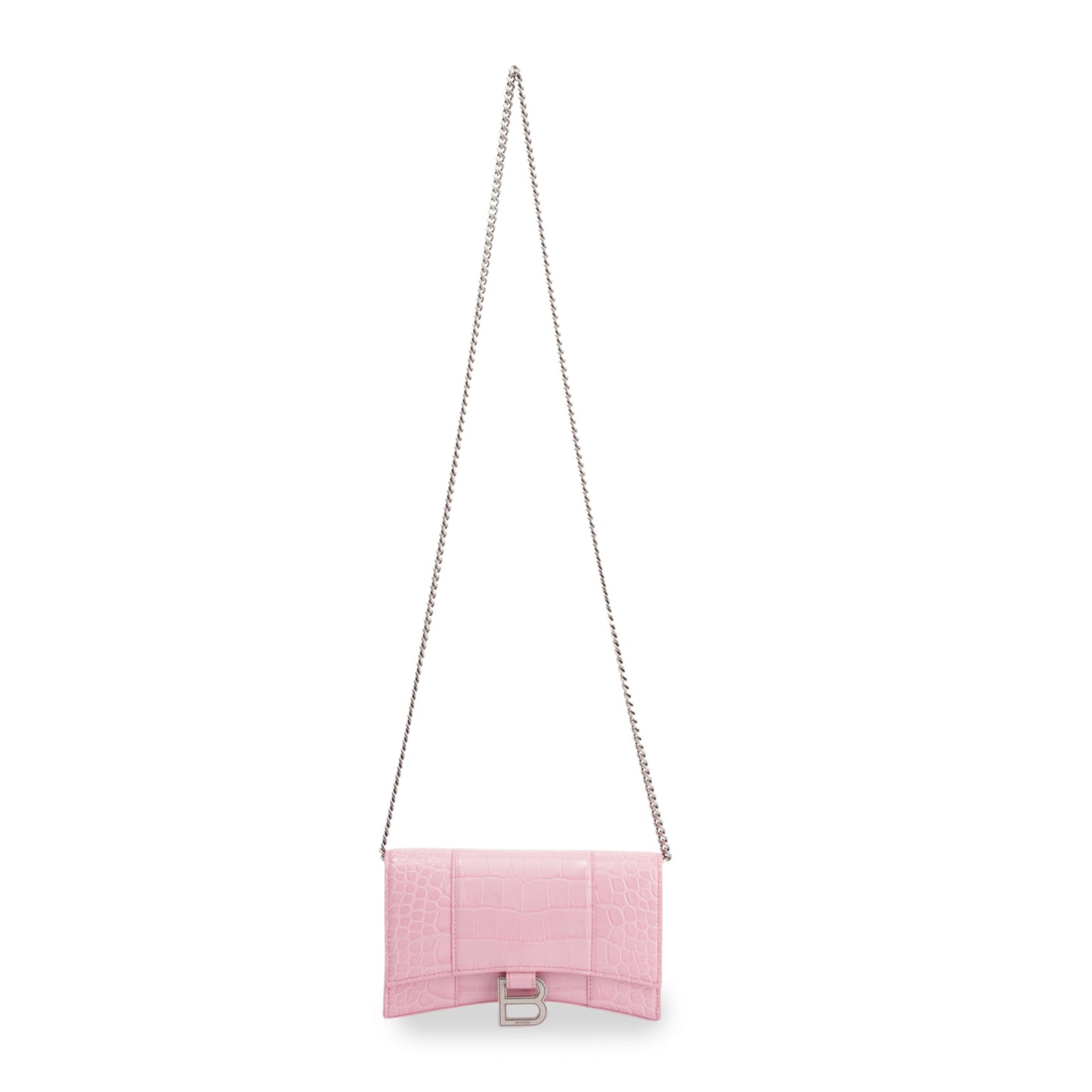 Balenciaga Crocodile Embossed Hourglass Wallet on Chain
