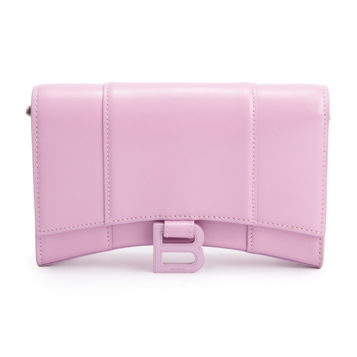 Balenciaga Purple Smooth Leather Hourglass Wallet on Chain