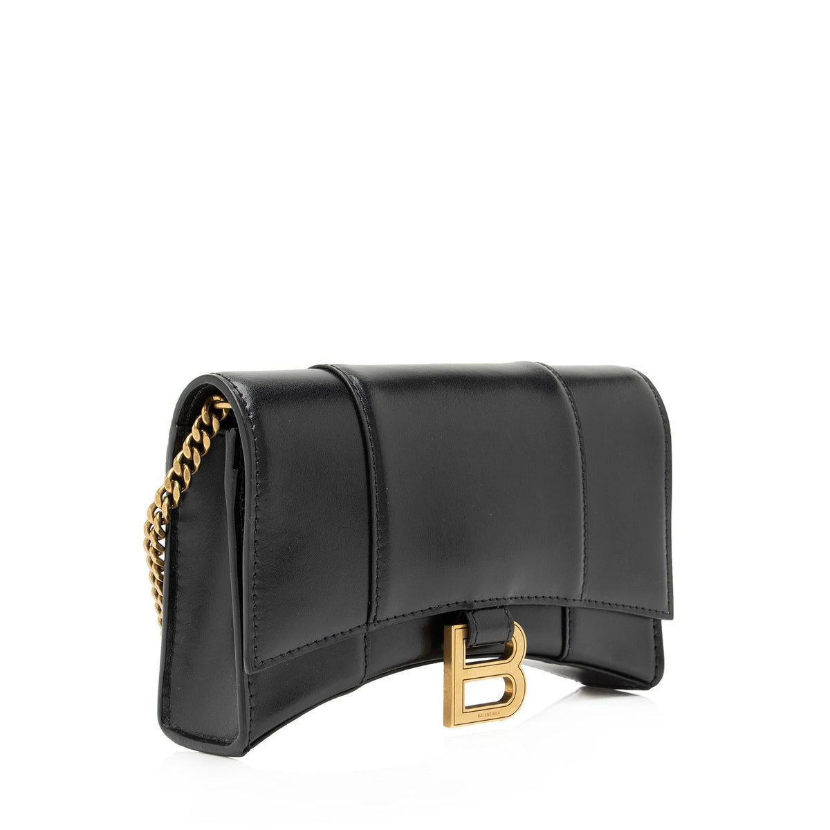 Luxury Balenciaga Trending 2025 Shiny Calfskin Hourglass Wallet on Chain Bag (SHF-23824)