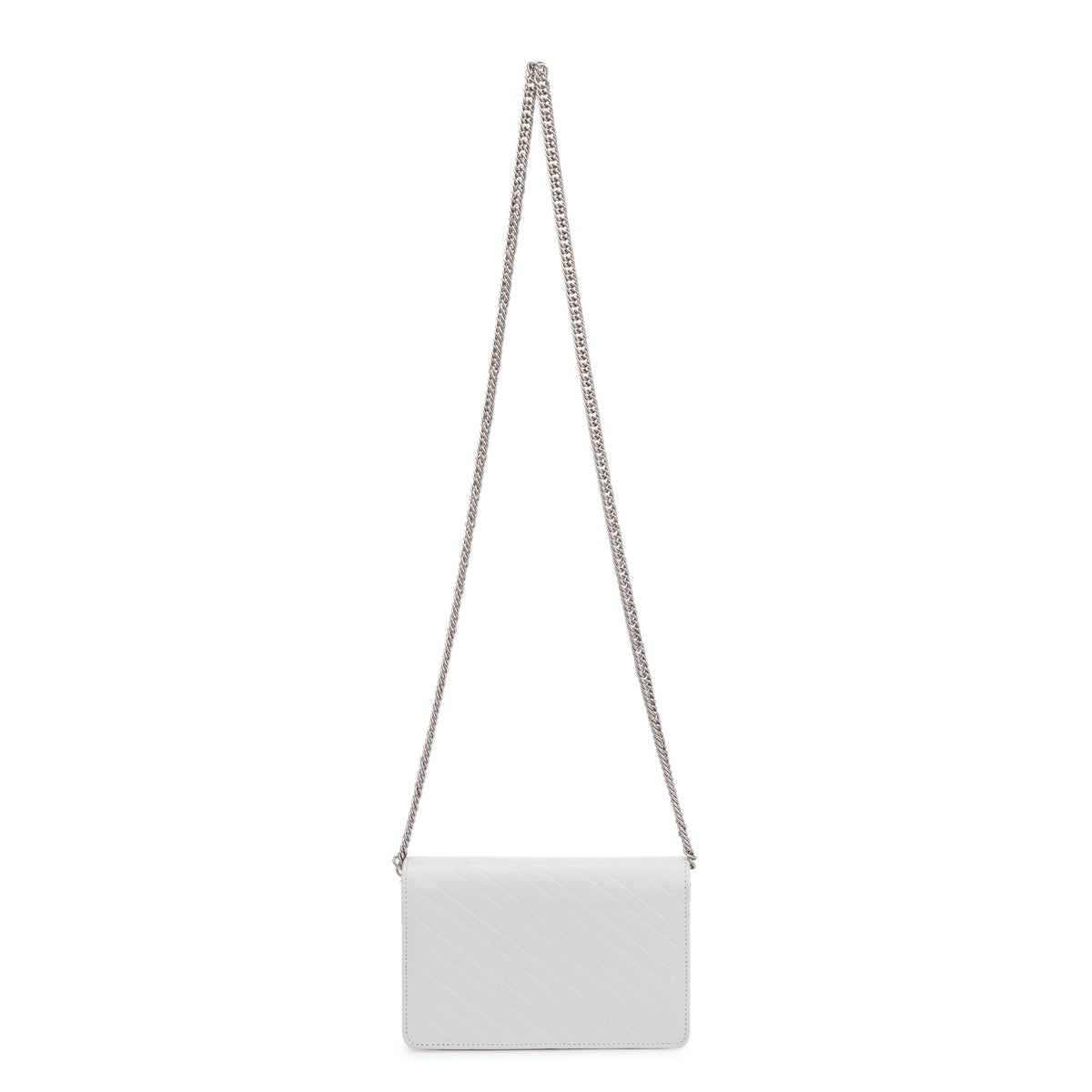 Balenciaga White Calfskin Leather BB Wallet on Chain
