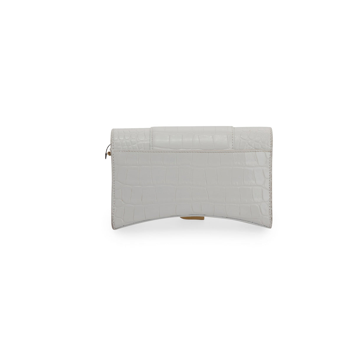 Balenciaga White Crocodile Embossed Hourglass Wallet on Chain
