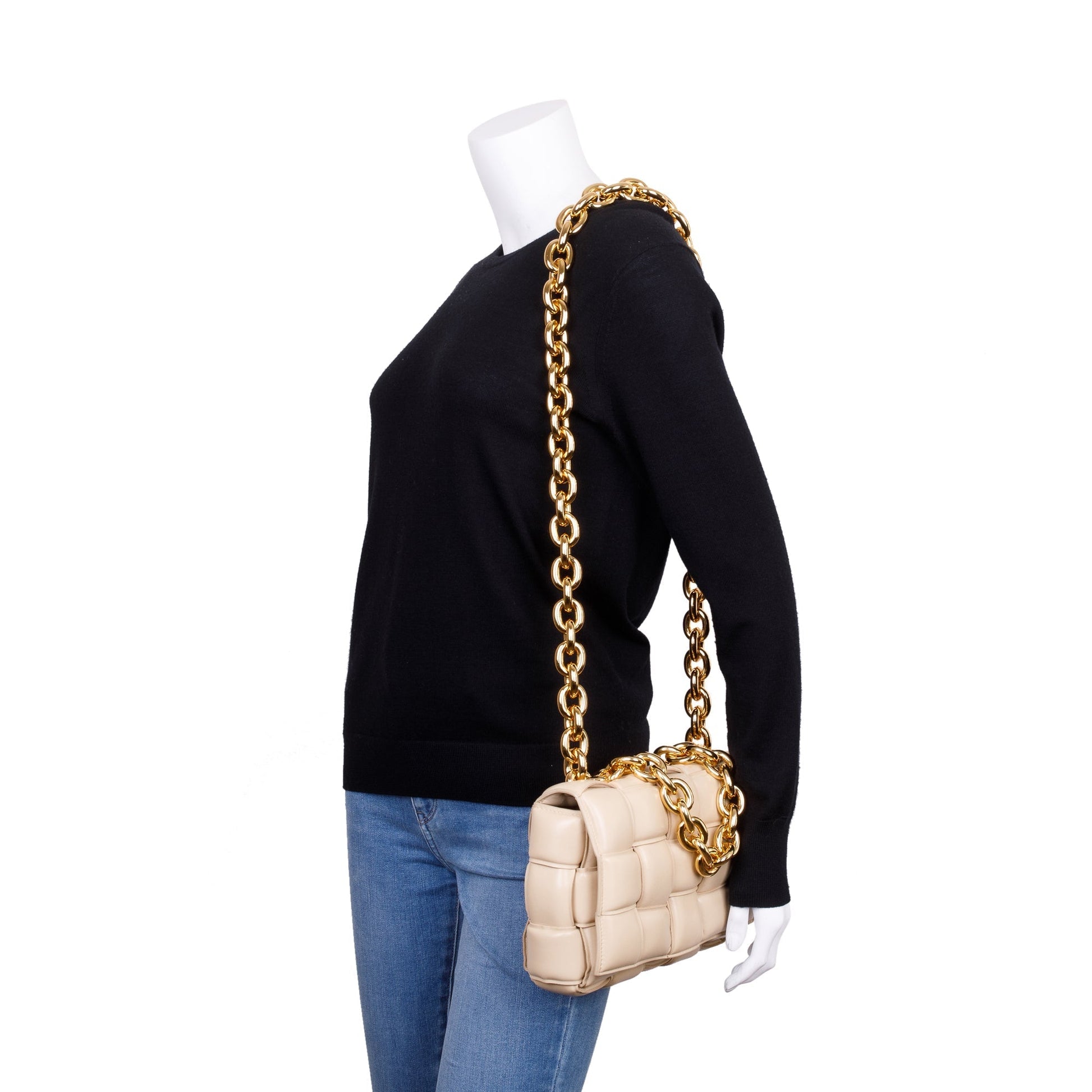 Bottega Veneta Beige Nappa Intrecciato Padded Cassette Bag