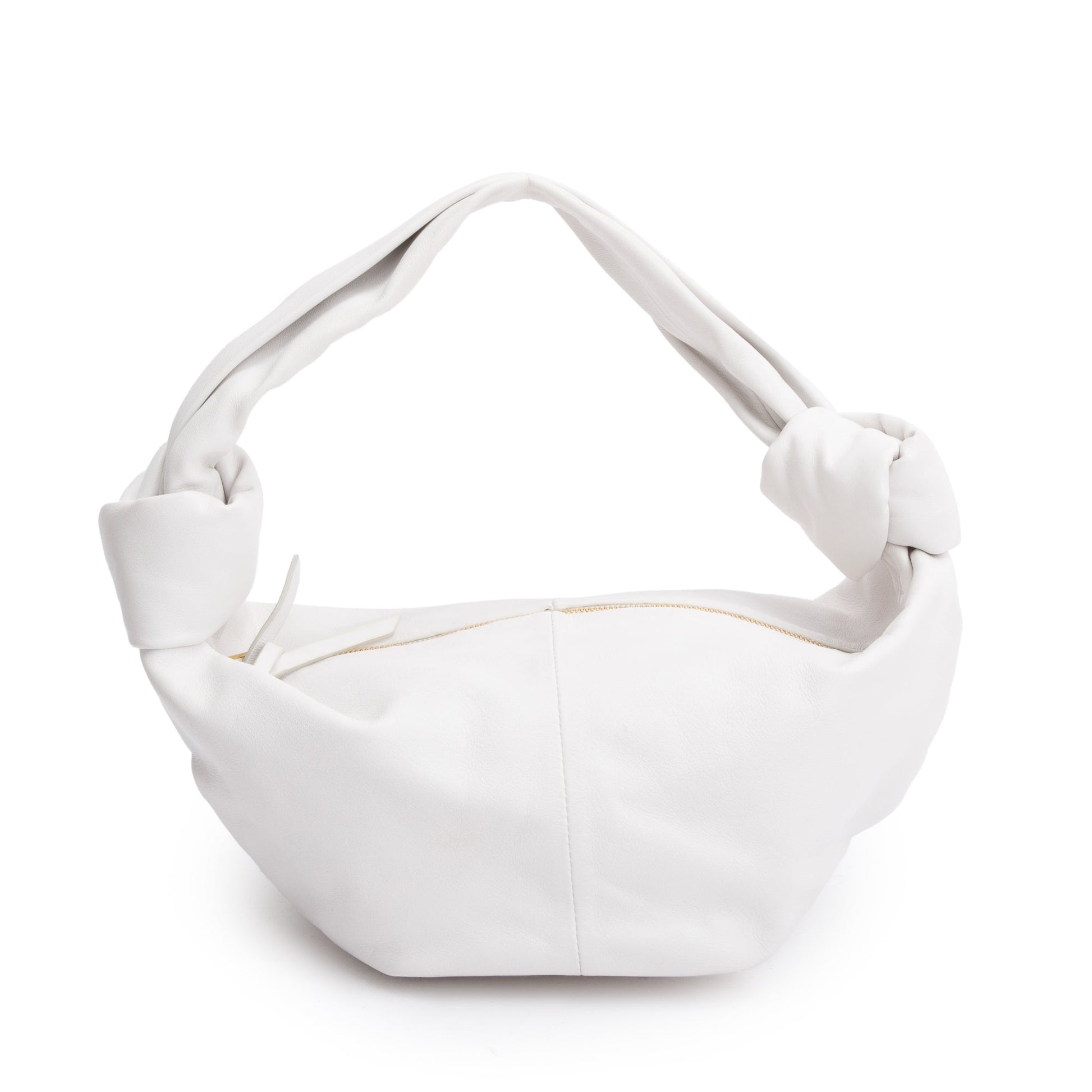 Bottega Veneta White Nappa Leather Mini Double Knot Handle Bag