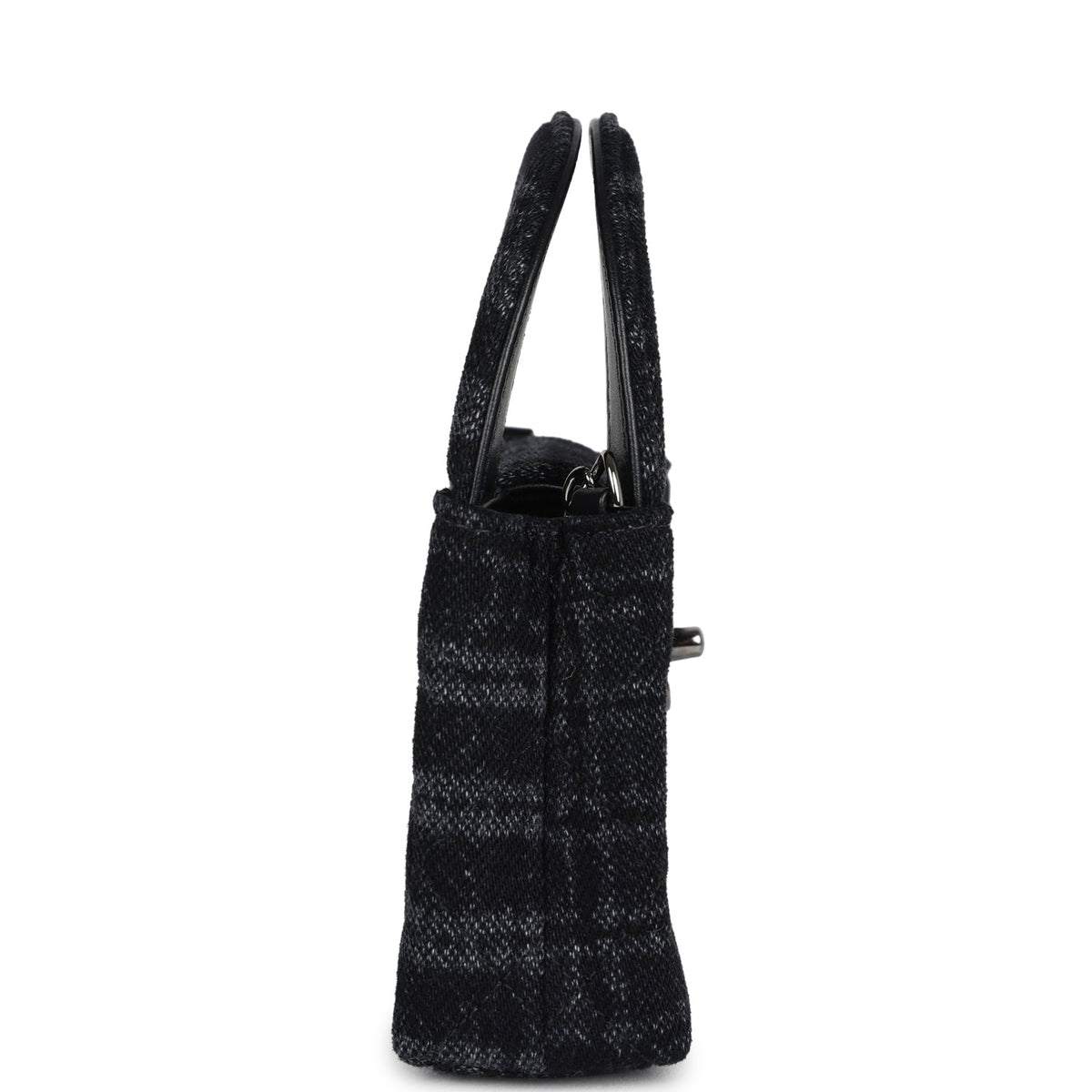 Chanel Nano Kelly Shopper Black and Grey Printed Ruthenium Hardware Crossbody