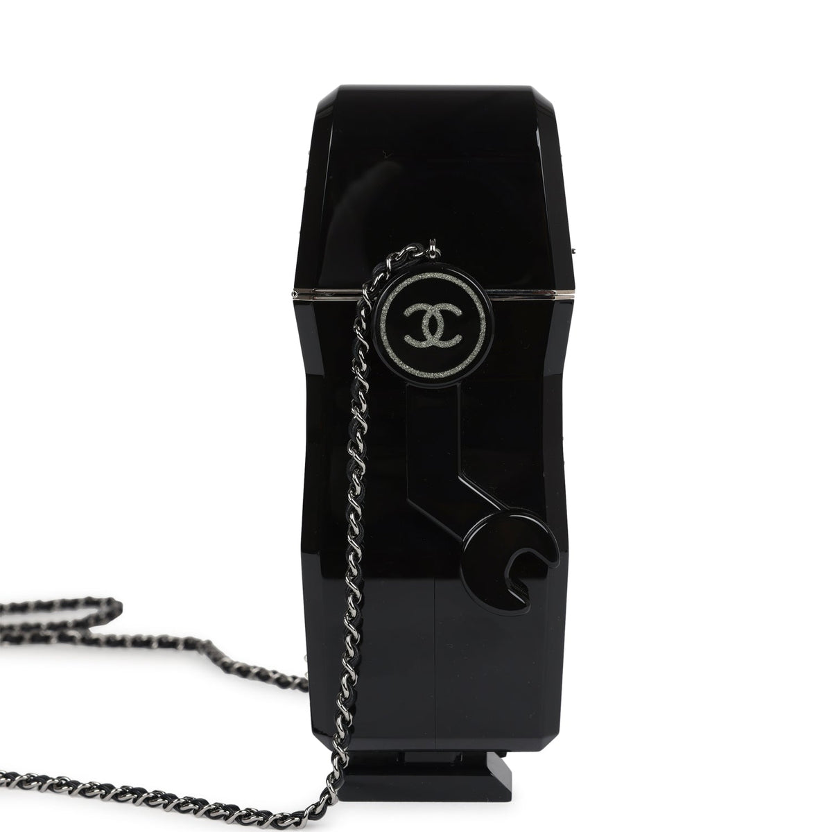 Chanel Limited Edition Robot Minaudière Bag Black Plexiglass and Crystals Ruthenium Hardware