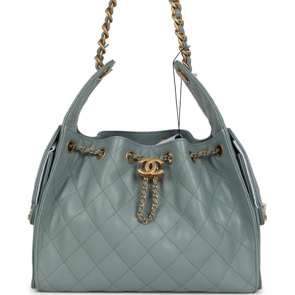 Chanel Small 25 Hobo Bag Green Caviar Antique Gold Hardware