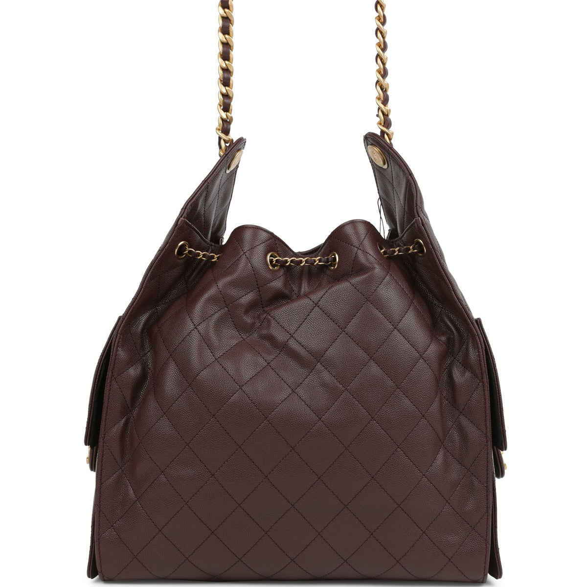 Chanel Medium 25 Hobo Bag Dark Brown Caviar Antique Gold Hardware