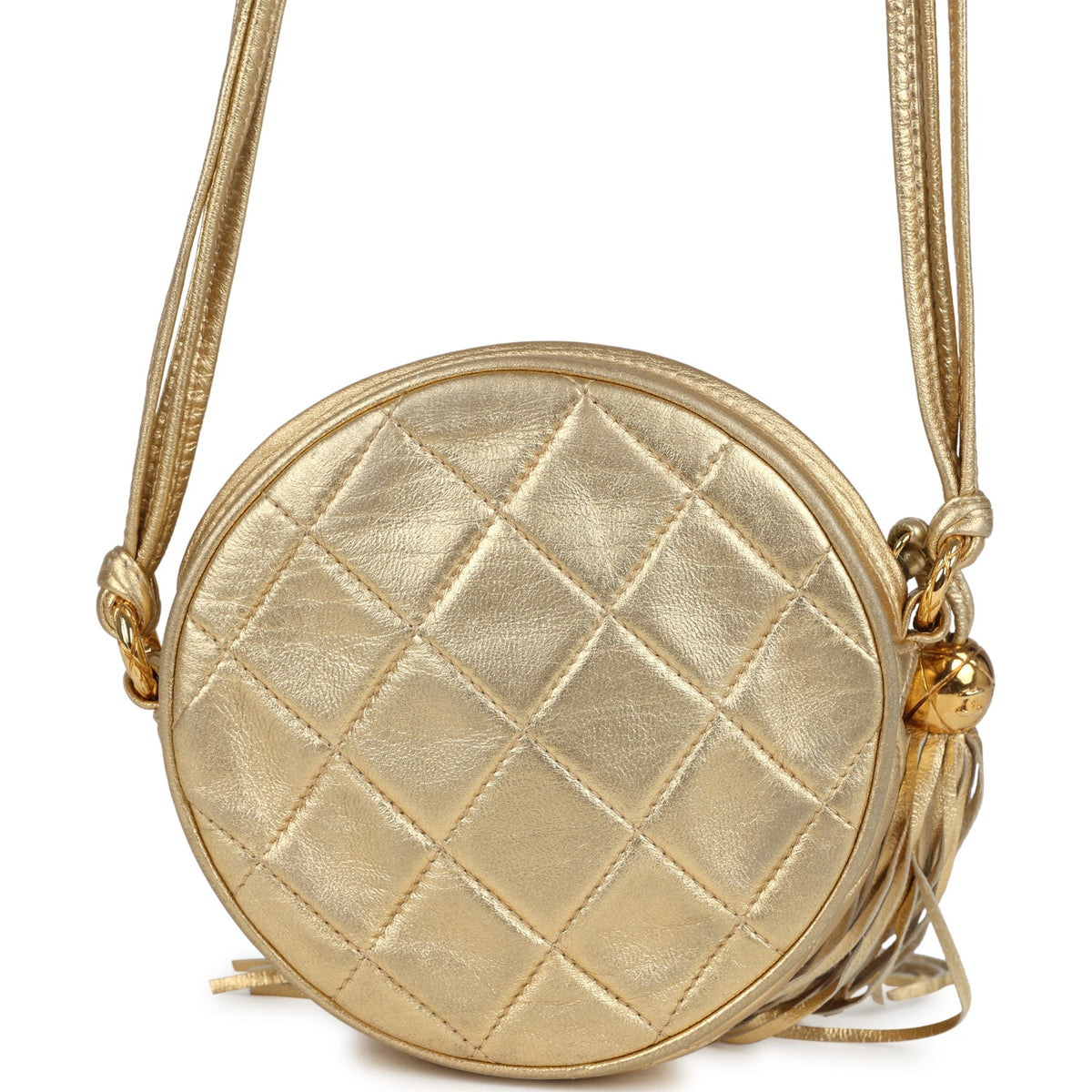 Chanel Mini CC Round Crossbody Bag Gold Lambskin Gold Hardware