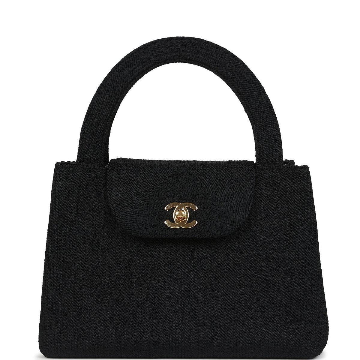 Chanel Large Kelly Rope Black Woven Gold Hardware Shoulder Bag