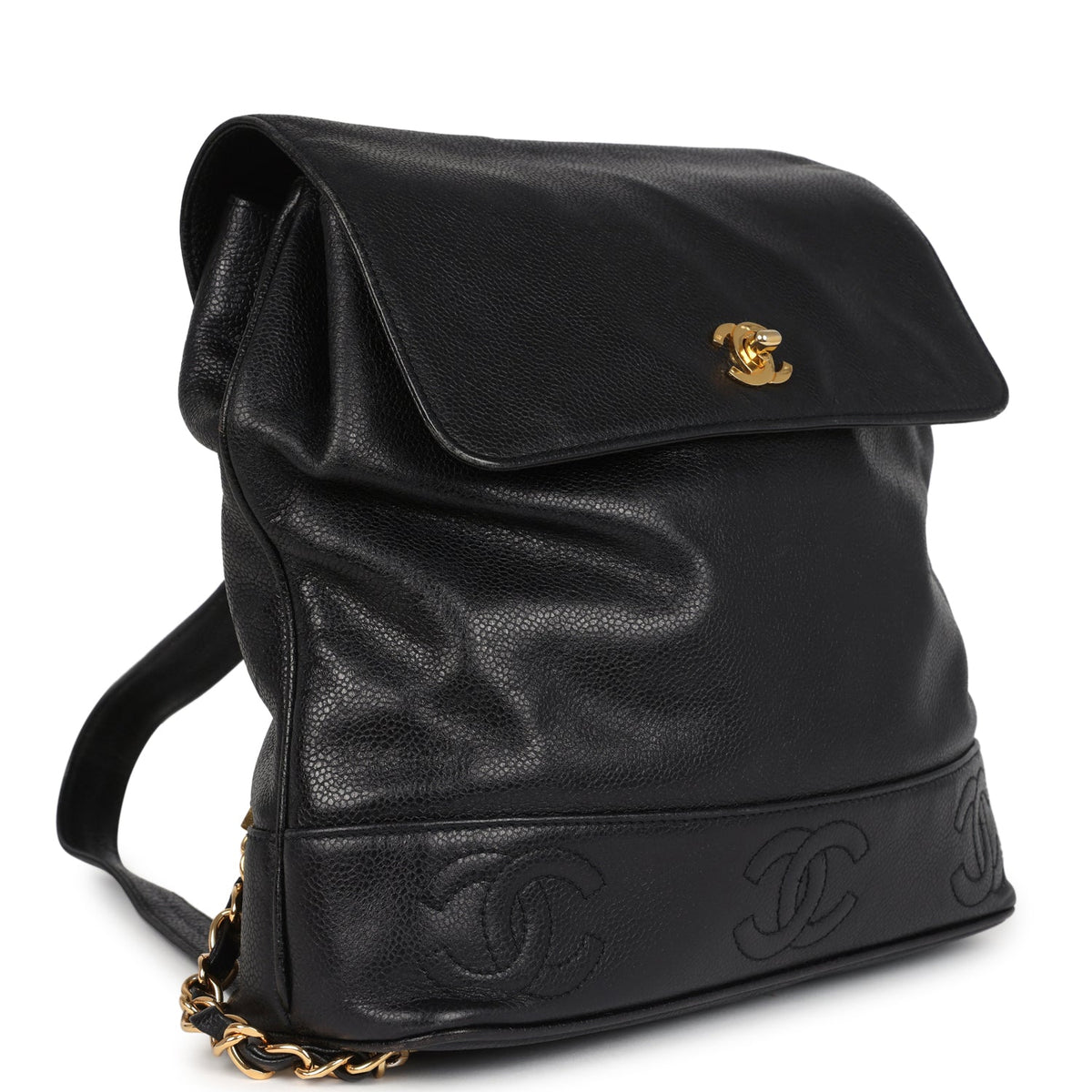 Chanel Medium CC Backpack Black Caviar Gold Hardware