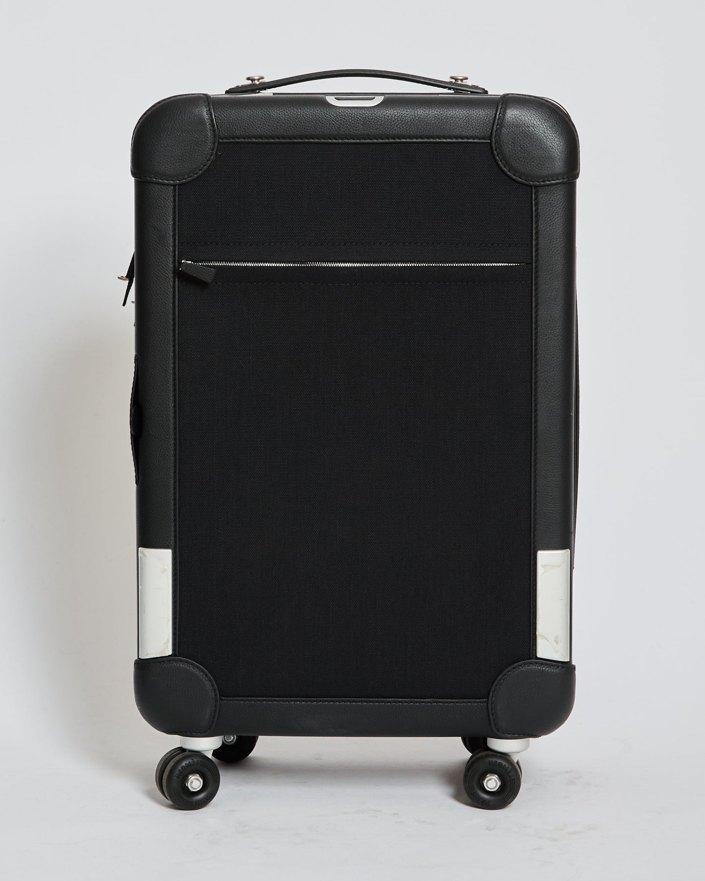 *HOT* Hermes Rolling Mobility Suitcase in Black with Black Clemence Leather Trim and Aluminium Hardware