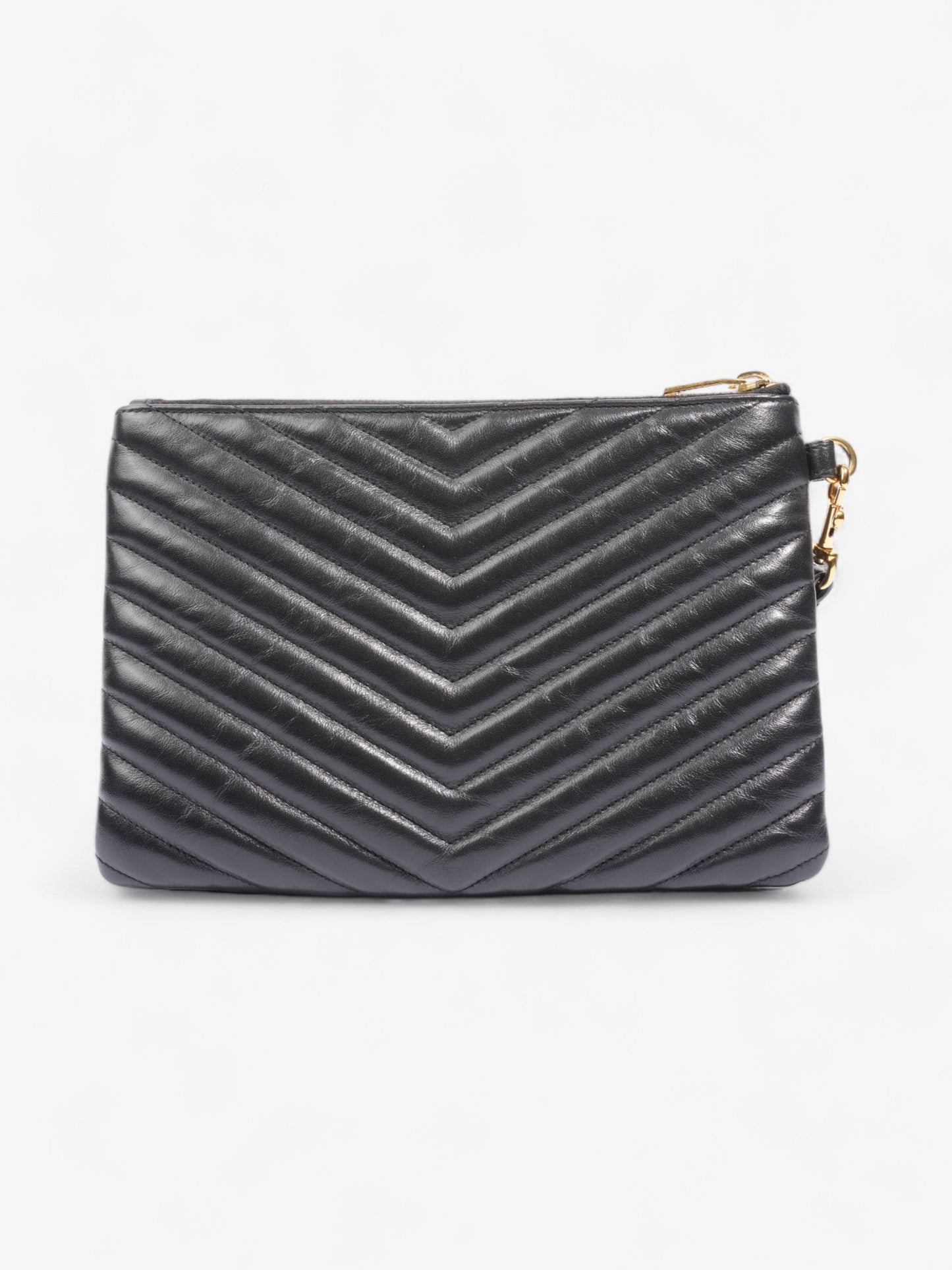 Saint Laurent Monogram Wristlet Black Leather