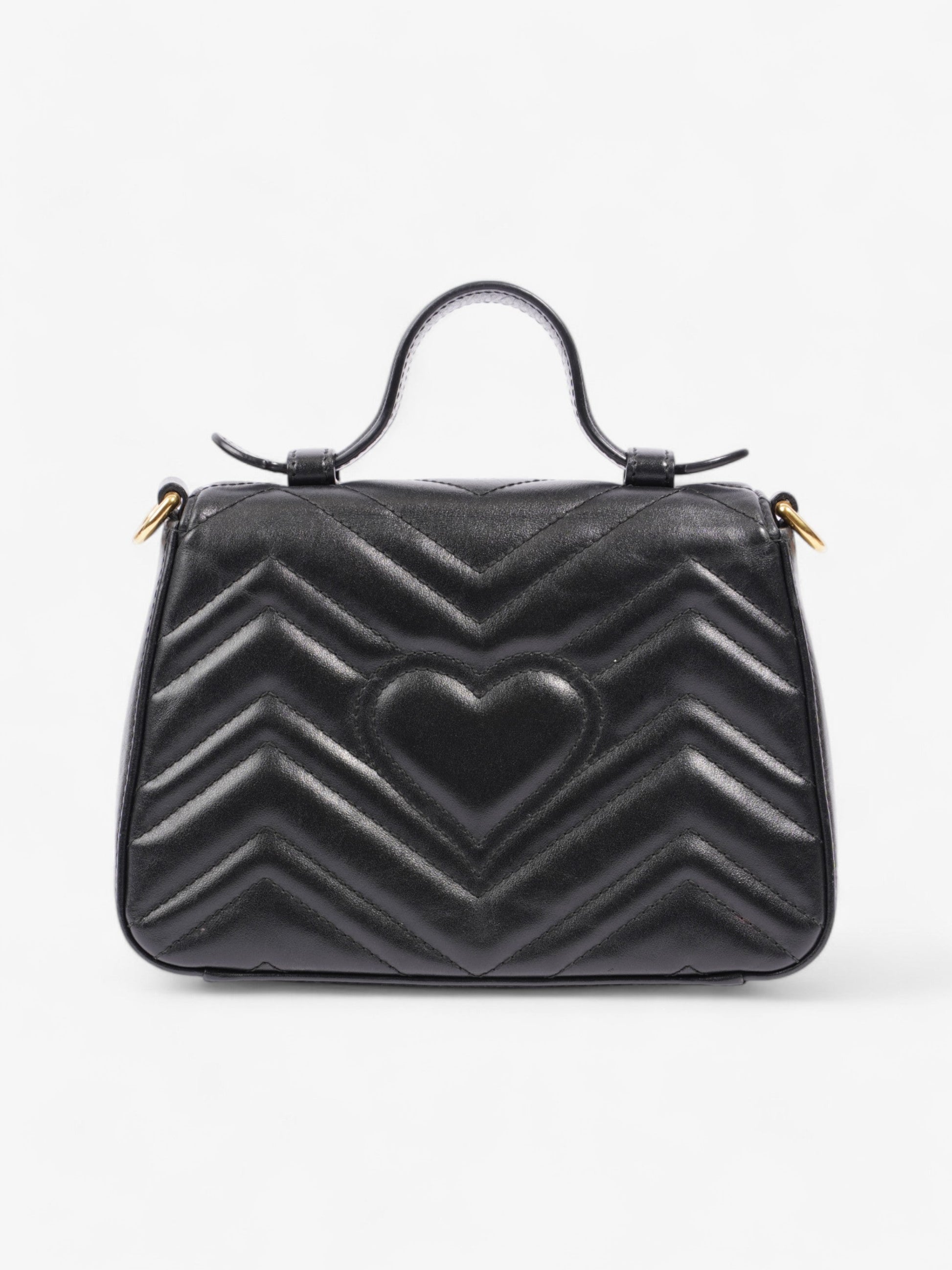 Gucci GG Marmont Mini Top Handle Bag in Quilted Black Leather Black GG Supreme Matelasse Leather Mini