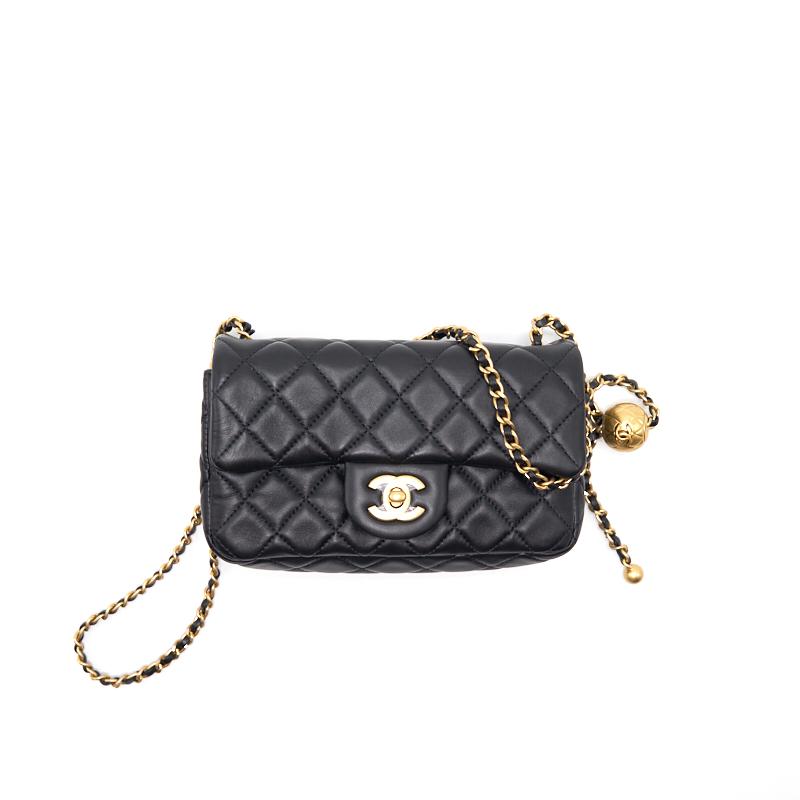 Chanel 20s pearl crush rectangular mini flap bag