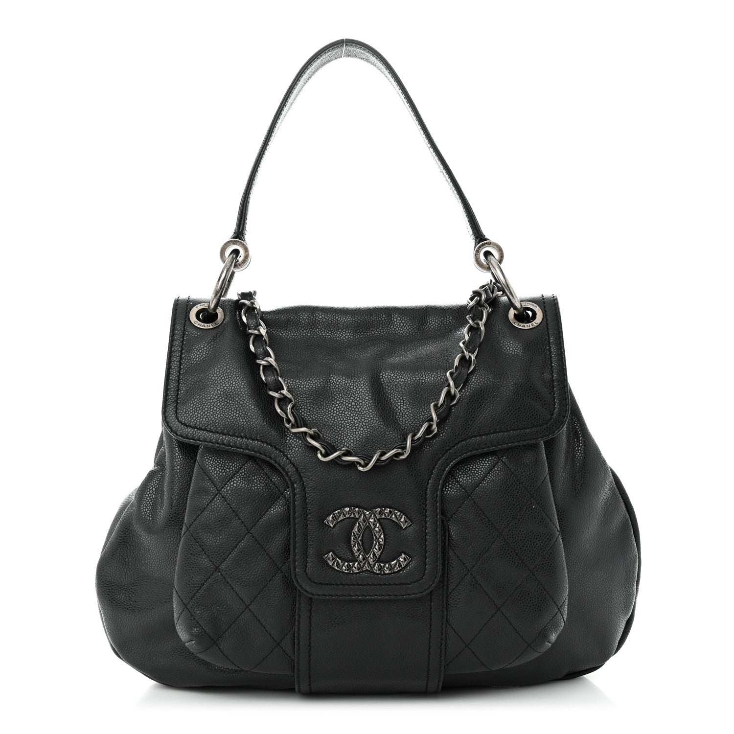 CHANEL GLAZED CAVIAR COCO RIDER FLAP BAG