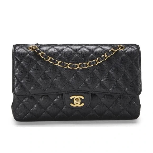 CHANEL QUILTED CAVIAR LEATHER CLASSIC DOUBLE FLAP MEDIUM BAG