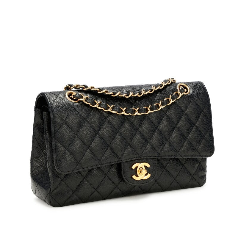 CHANEL QUILTED CAVIAR LEATHER CLASSIC DOUBLE FLAP MEDIUM BAG