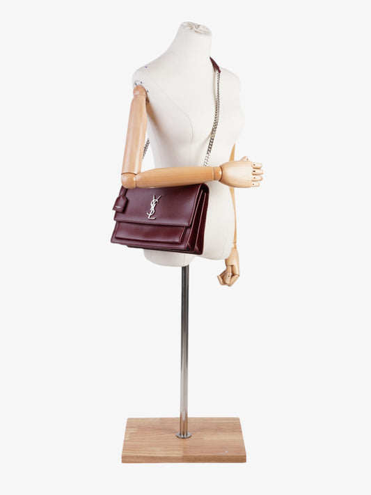 Saint Laurent Sunset Deep Red Calfskin Leather