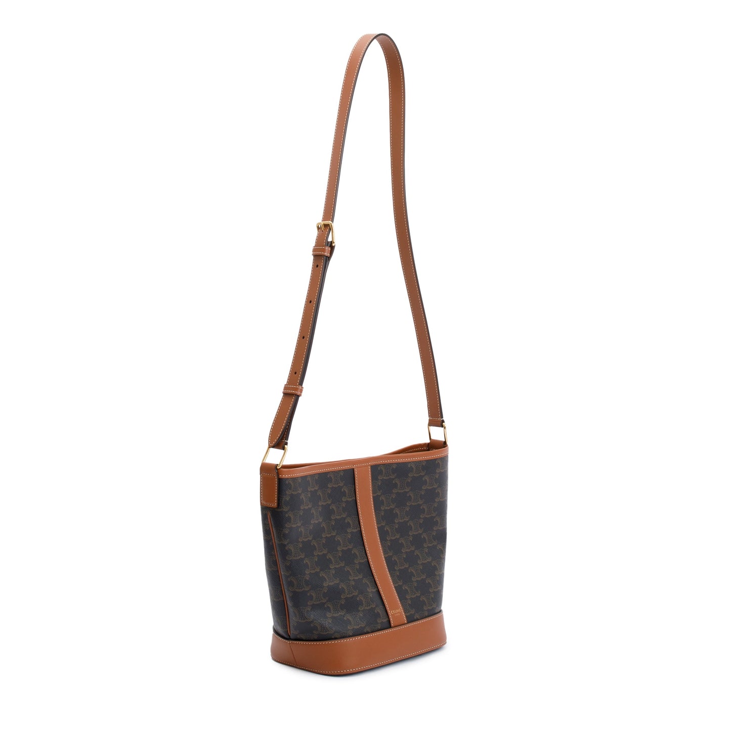Celine 2022 Brown Triomphe Canvas Small Bucket Bag