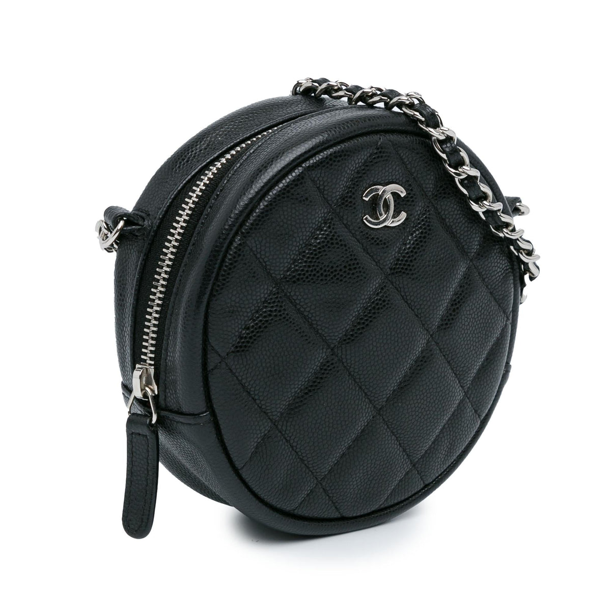 Chanel CC Quilted Caviar Round Clutch With Chain (SHG-jxh22e)