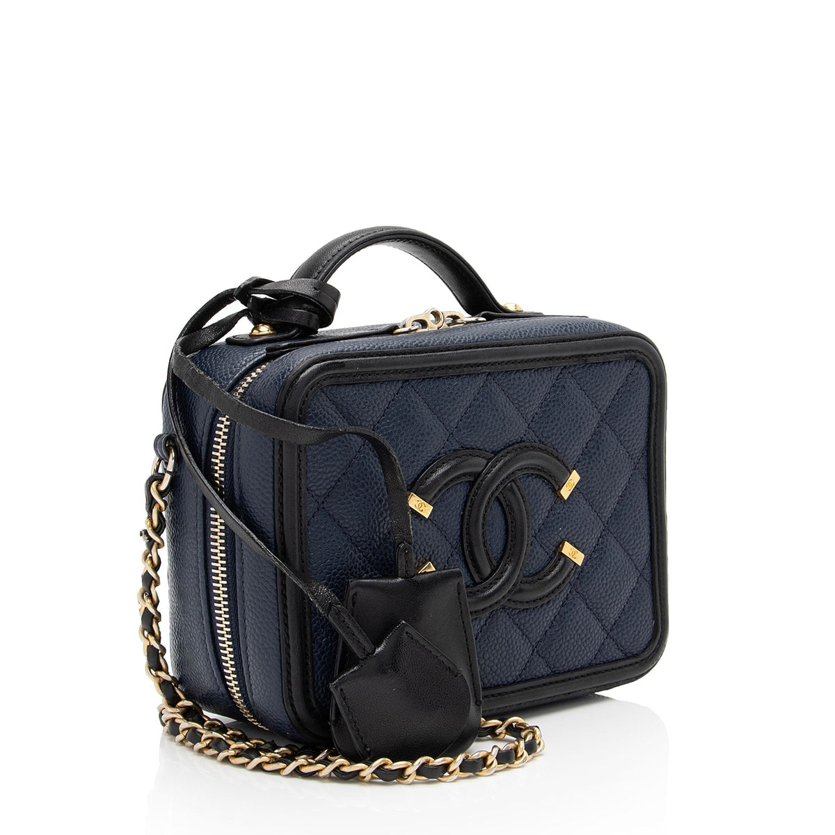 Chanel Caviar Leather CC Filigree Small Vanity Case (SHF-v02lq3) Crossbody