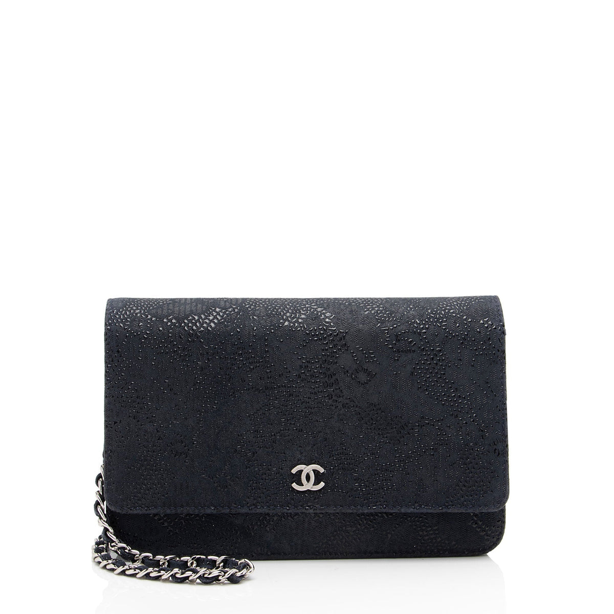 Chanel Lace Embossed Goatskin Classic Wallet on Chain (SHF-ZHPm4Q) Crossbody