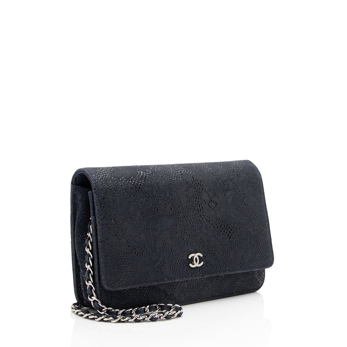 Chanel Lace Embossed Goatskin Classic Wallet on Chain (SHF-ZHPm4Q) Crossbody