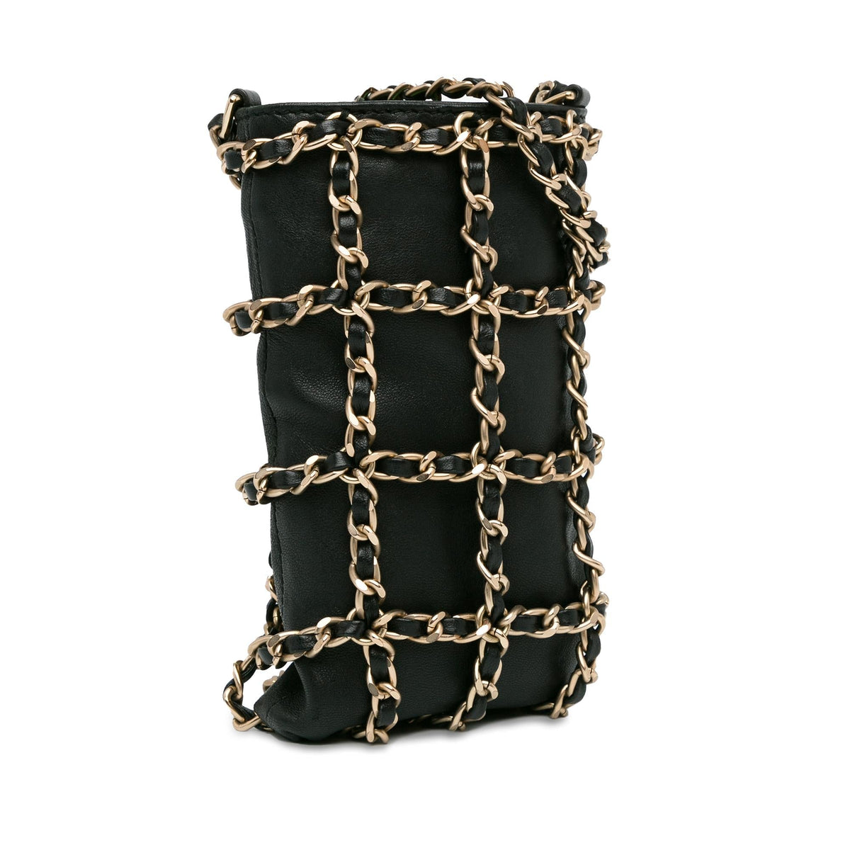 Chanel Lambskin Tech Me Out Clutch With Chain