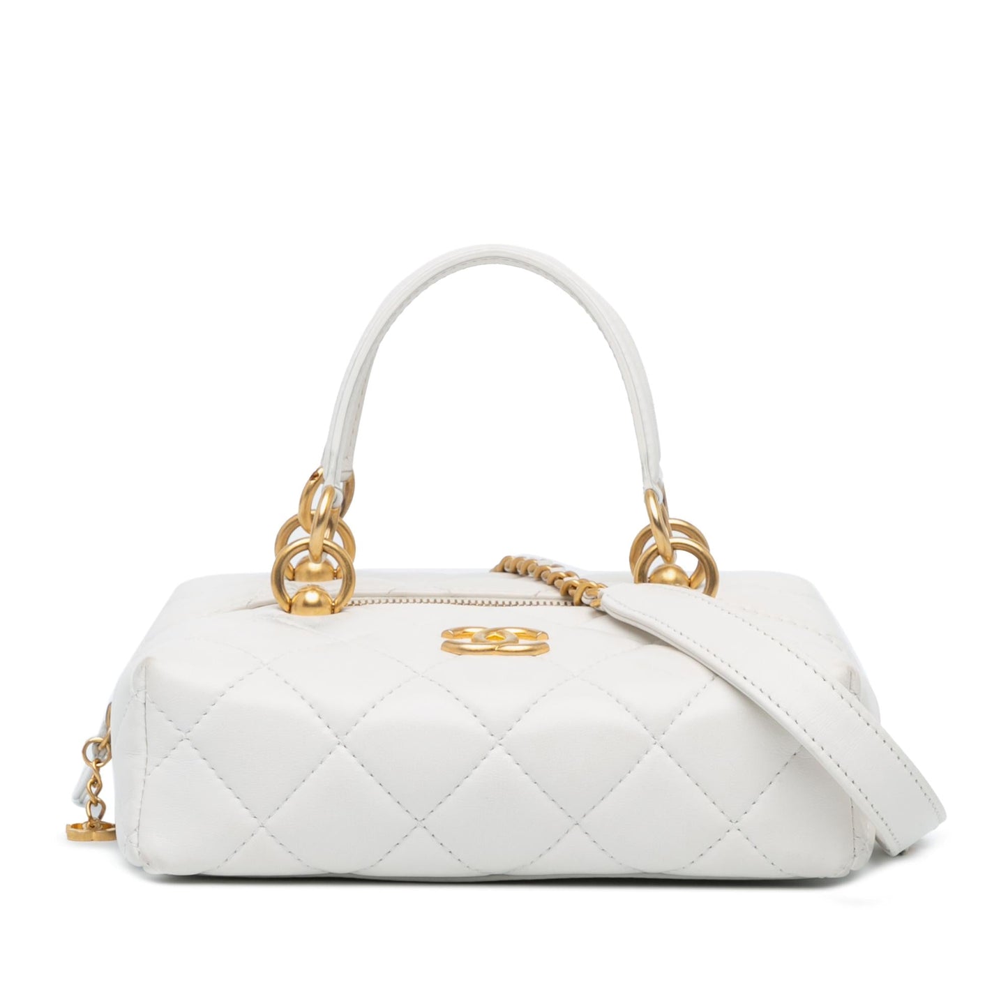 Chanel MÃ©tiers d'Art CC Quilted Lambskin Box with Top Handle Bag