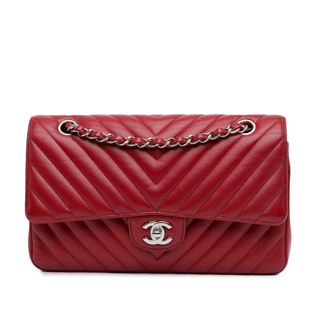 Chanel Medium Classic Chevron Caviar Double Flap (SHG-cCtiFC) Shoulder Bag