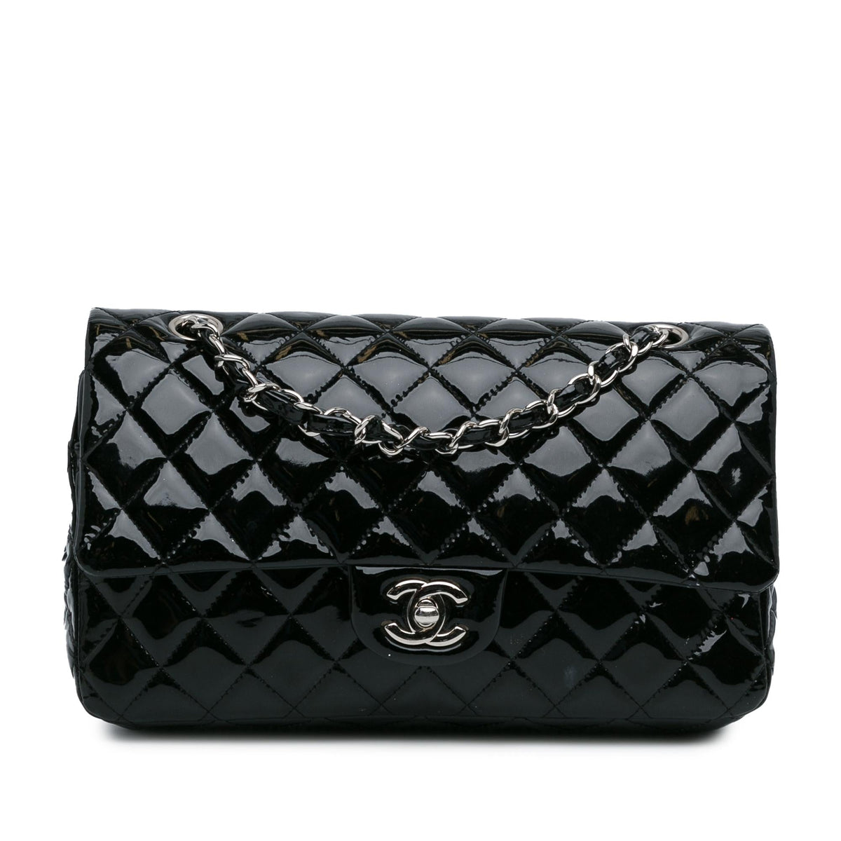 Chanel Medium Classic Patent Double Flap (SHG-RxvttZ) Shoulder Bag