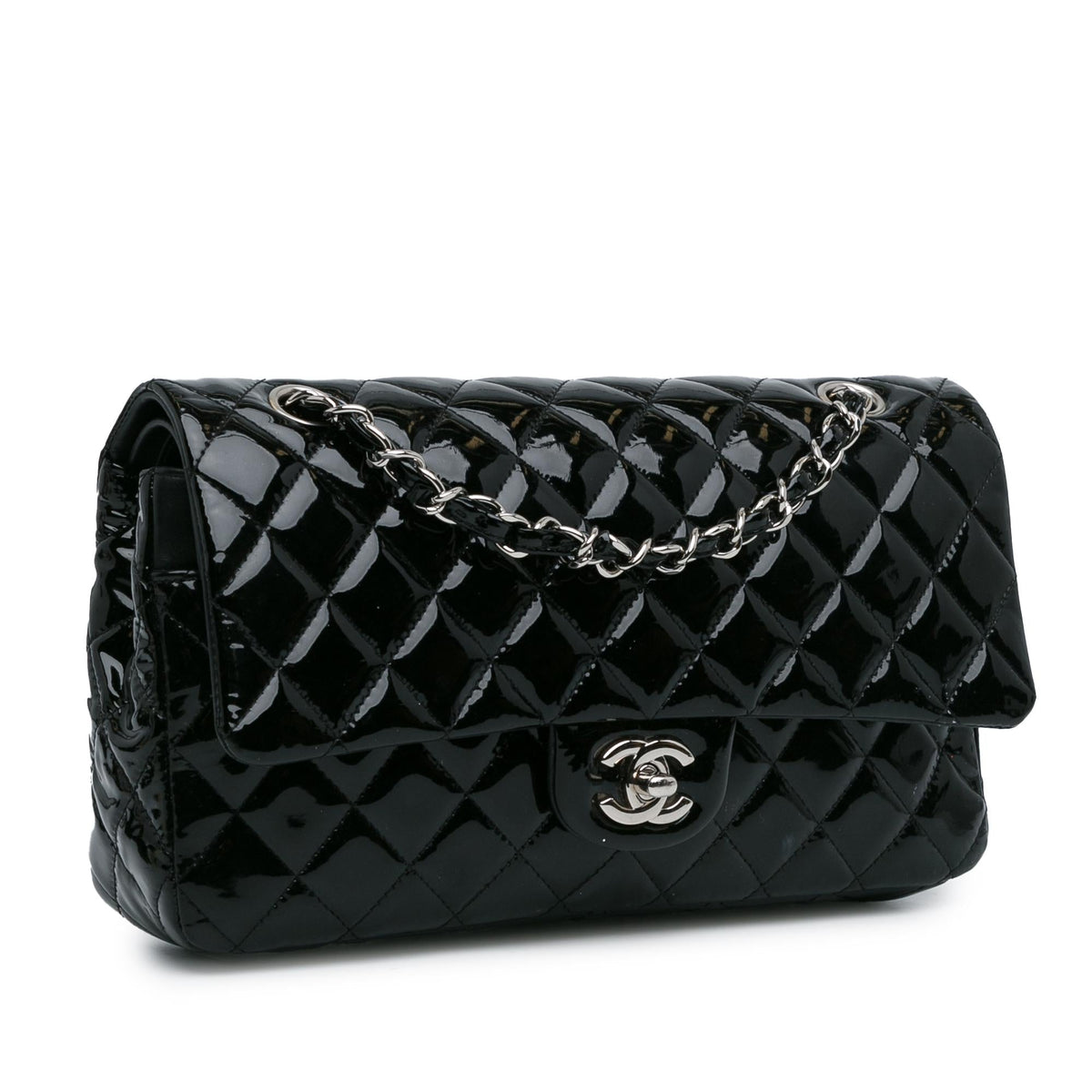 Chanel Medium Classic Patent Double Flap (SHG-RxvttZ) Shoulder Bag