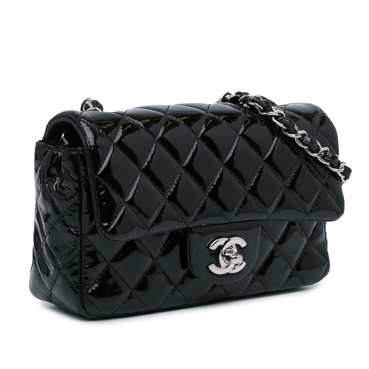 Chanel Mini Rectangular Classic Patent Single Flap (SHG-H2RONy) Crossbody