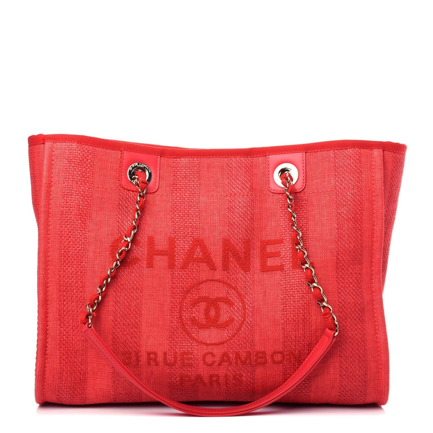 CHANEL Mixed Fibers Striped Deauville Tote