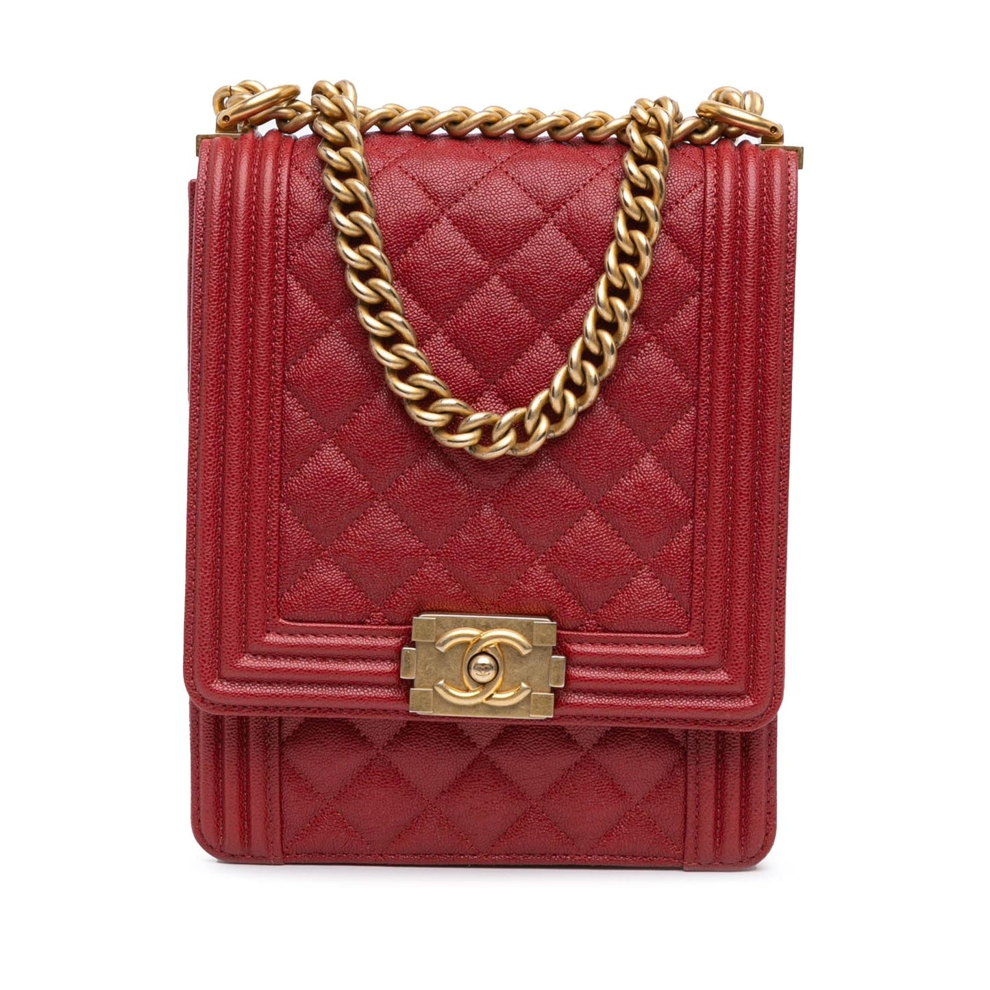 Chanel Quilted Caviar North South Boy Flap Shoulder Bag