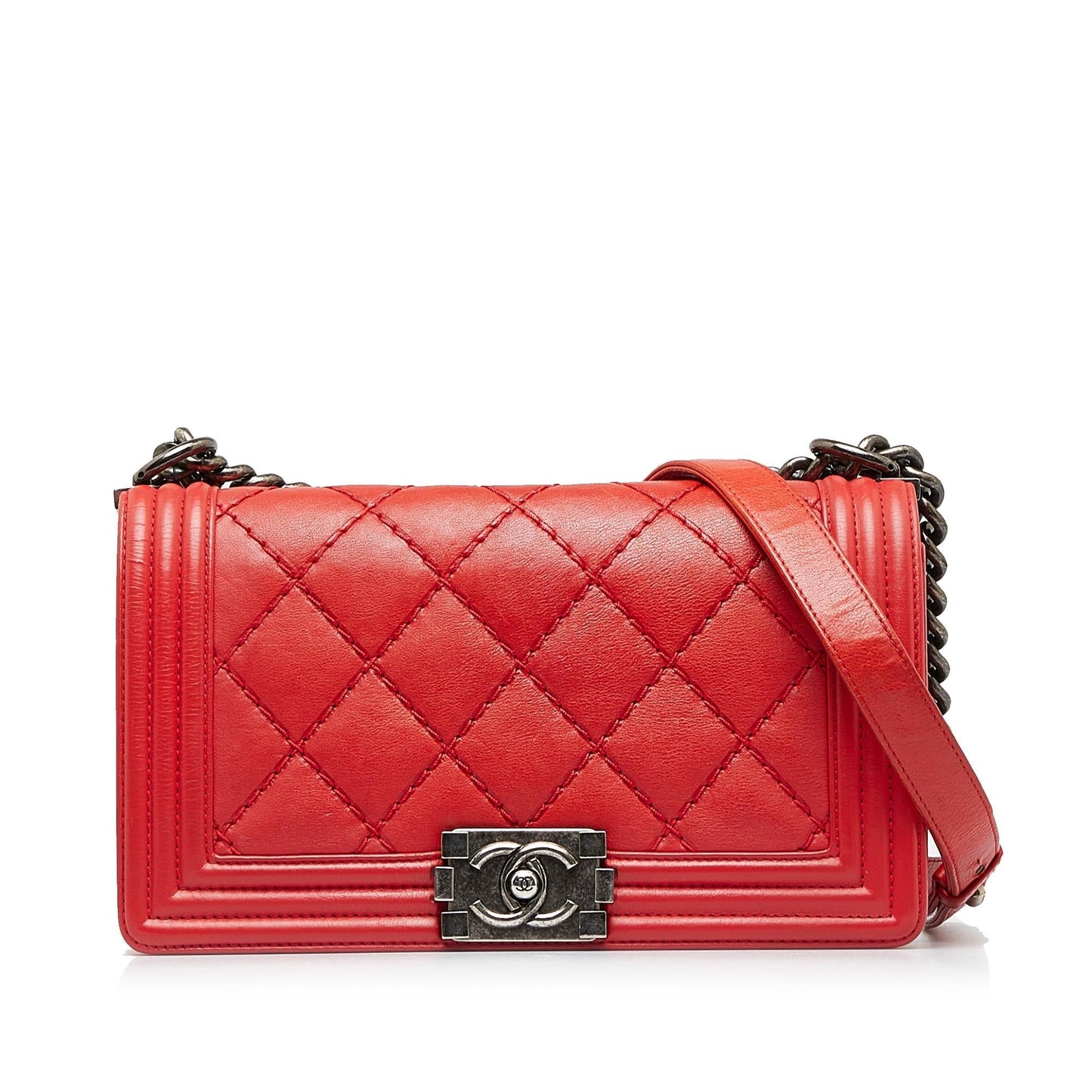 Chanel Small Calfskin Double Stitch Boy Flap Shoulder Bag
